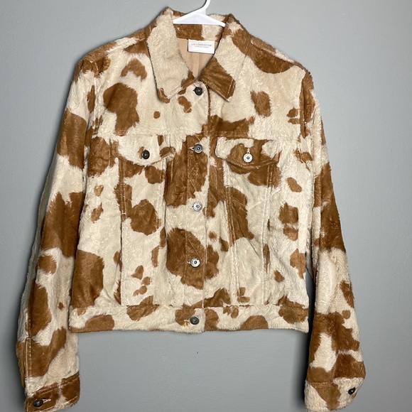 Vintage Fuzzy Animal Print Jacket Leather Collar - Picture 16 of 16